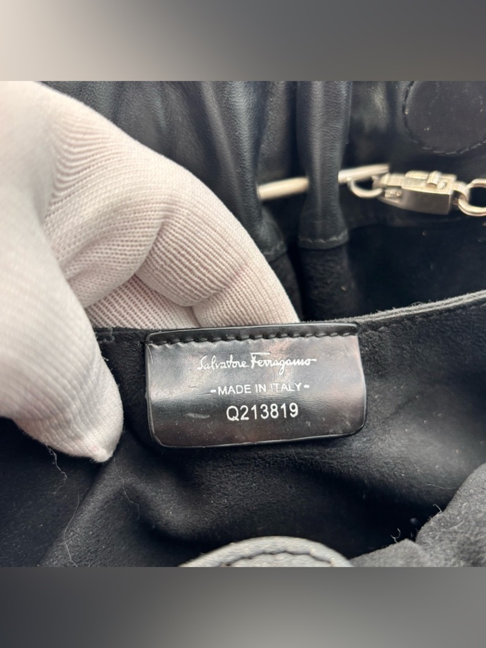 Salvatore Ferragamo Black Leather Chain Shoulder Bag - Picture 10 of 11